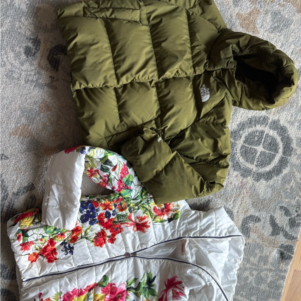 The North Face Kids Olive Green Puffer Jacket with Hood